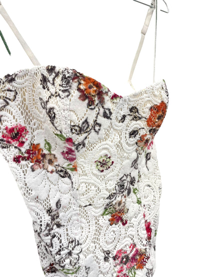 Y2K floral crochet corset