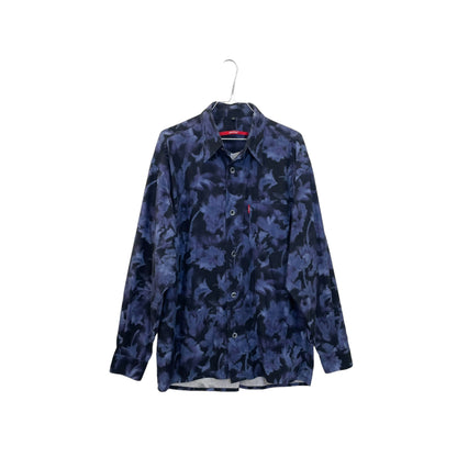 90s dark floral button-up