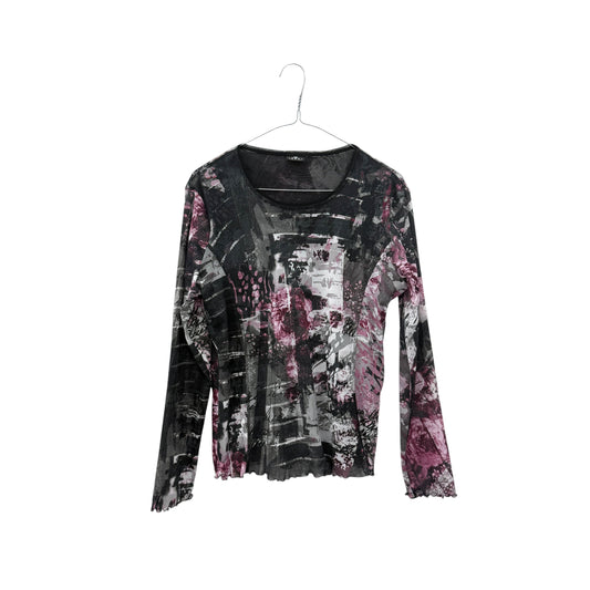 Patterned mesh longsleeve top