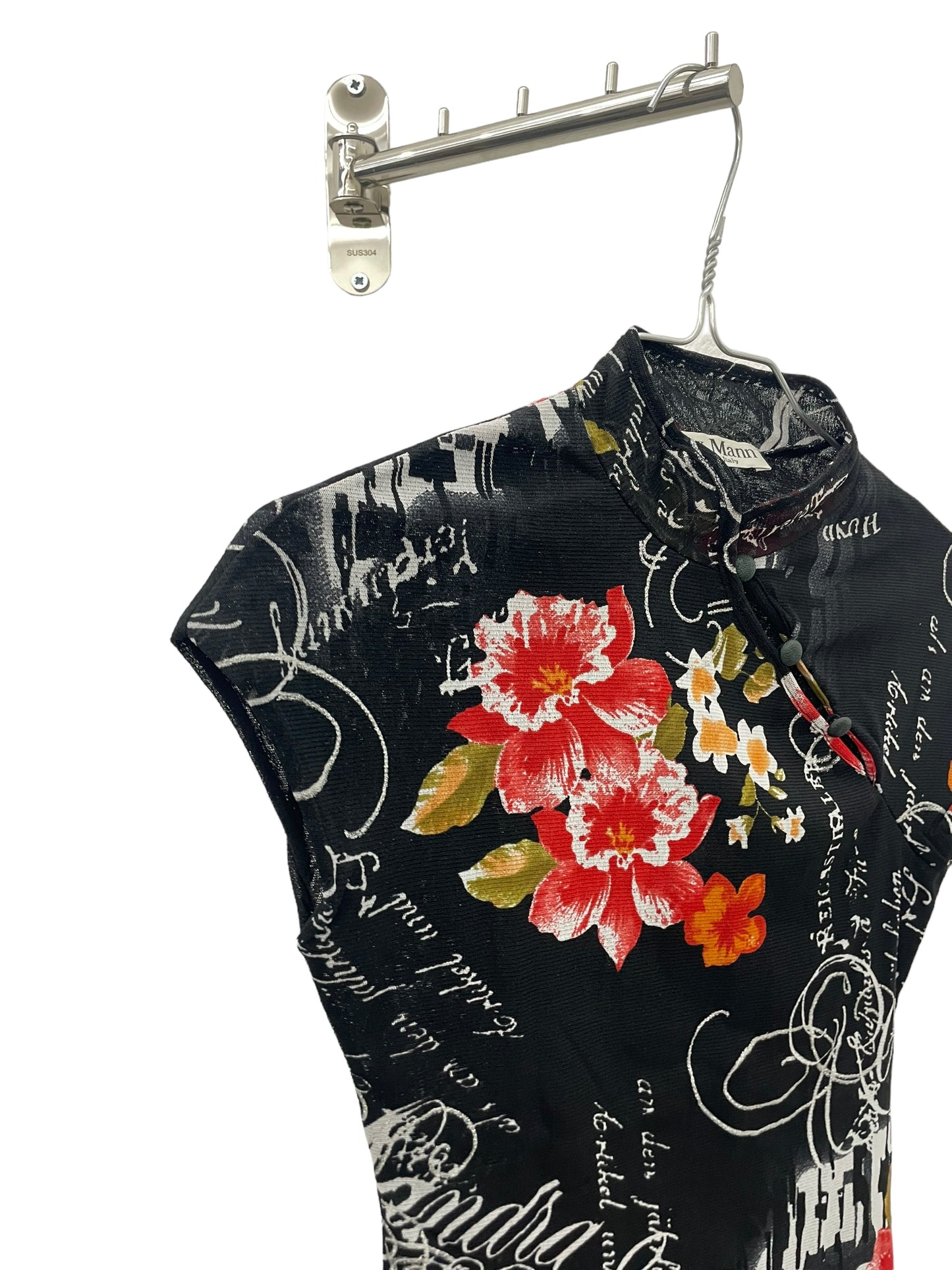 Y2K dark floral mesh top