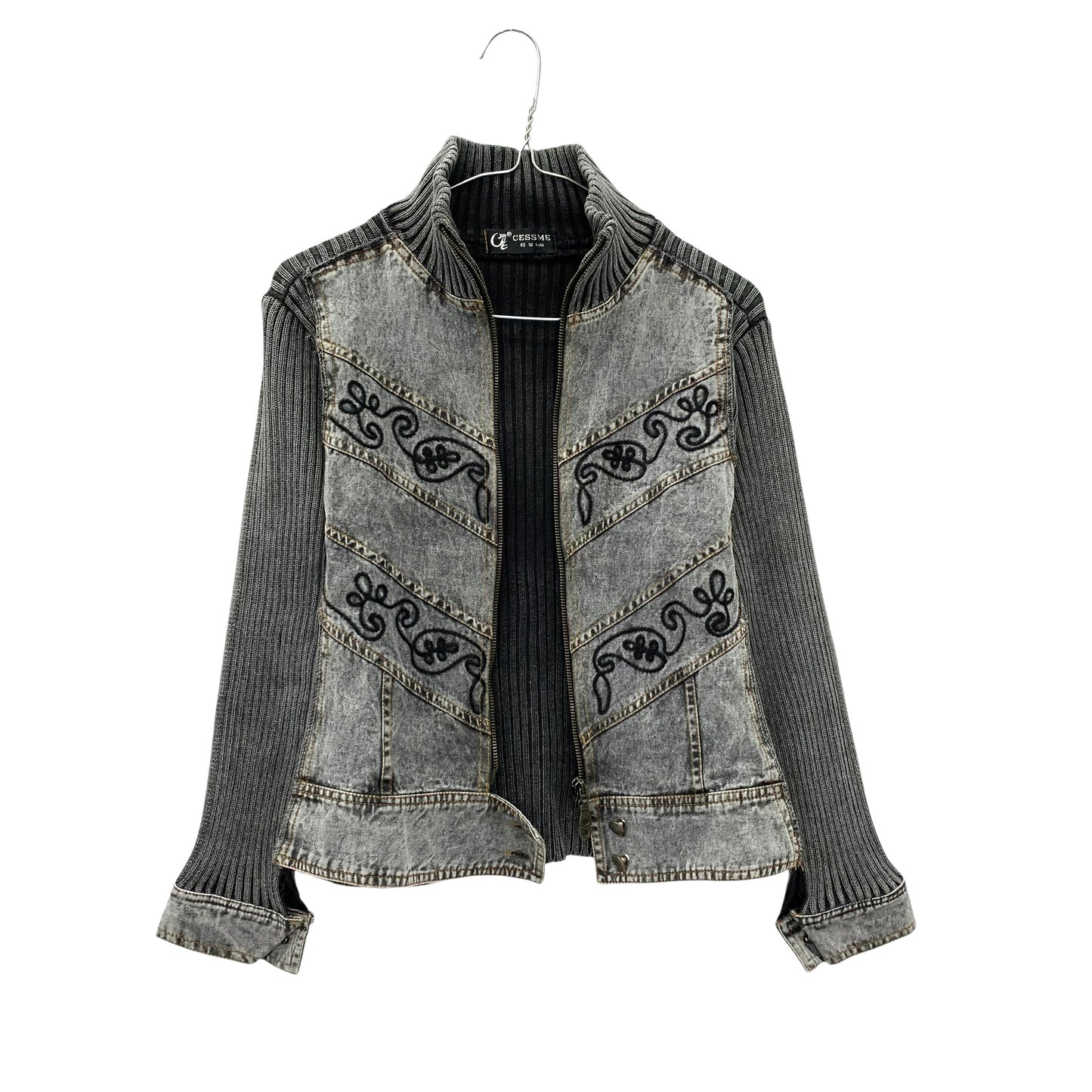 Y2K knitted denim jacket