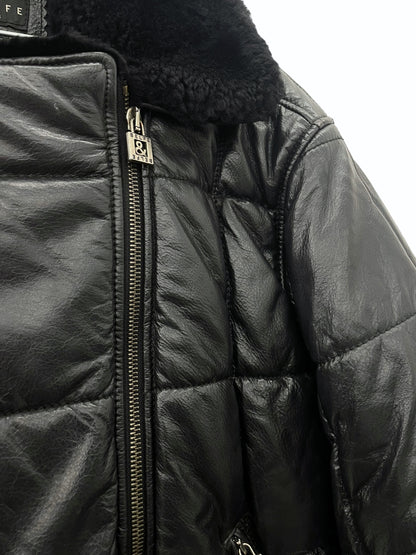 90s real leather bomber jacket