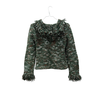 Hooded knit zip cardigan