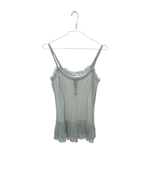 Y2K ruffled camisole mesh top