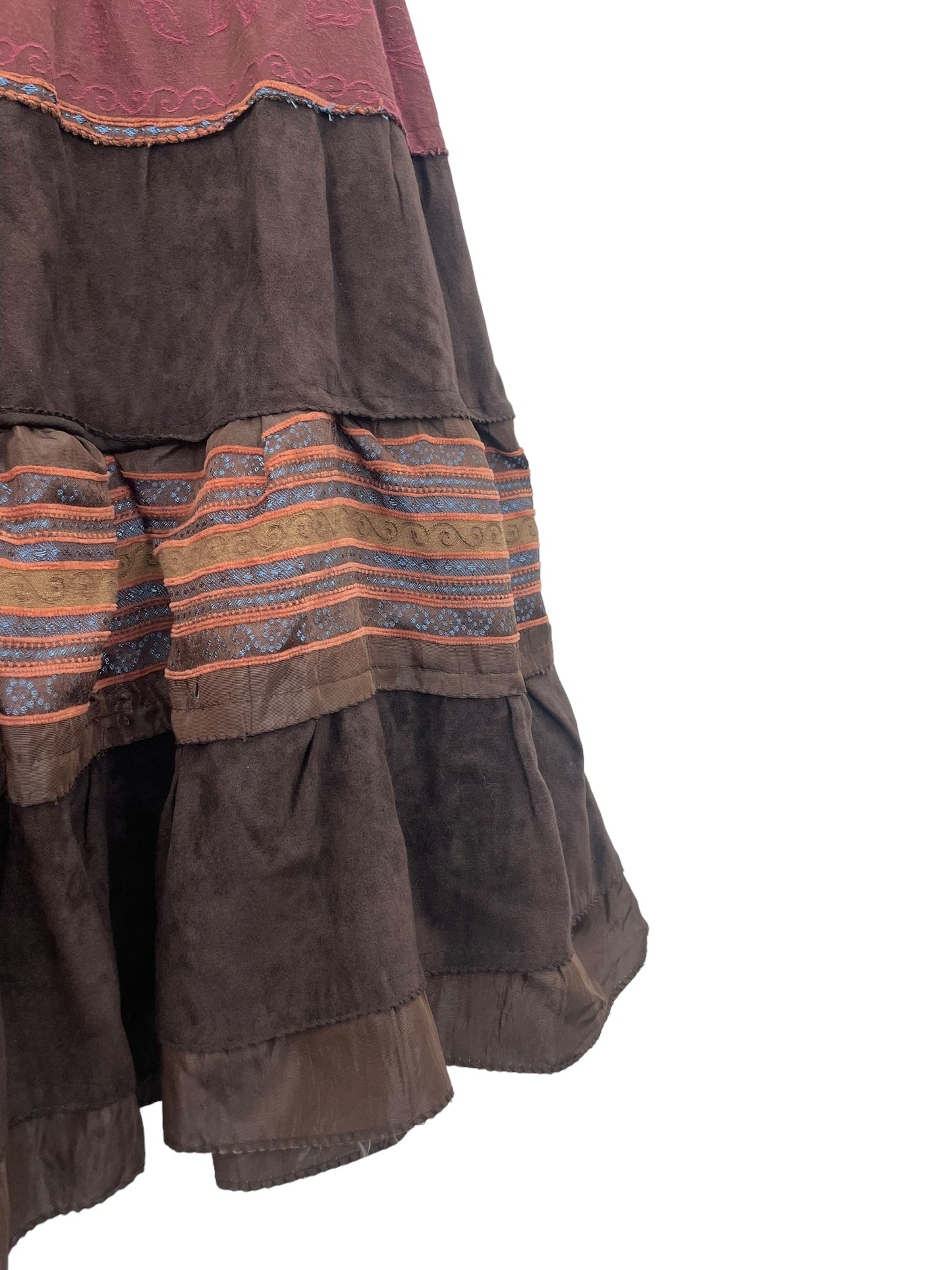 Y2K earthy layered midi skirt