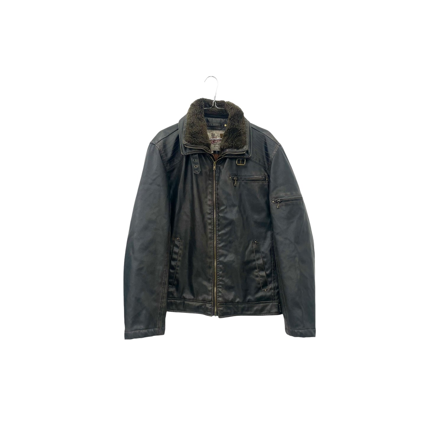 Y2K faux leather aviator jacket