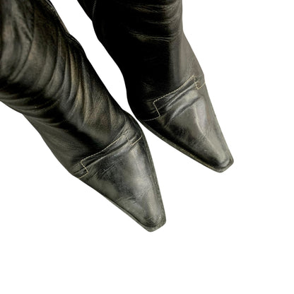 Y2K mid-calf leather boots