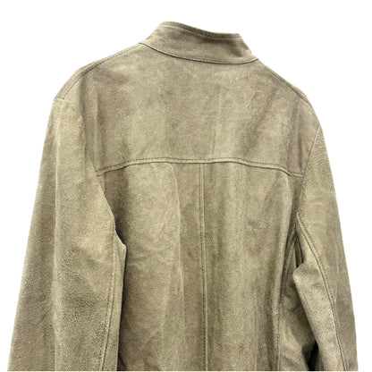 Faded khaki suede leather jacket