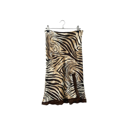 90s zebra print midi skirt