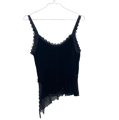 90s asymmetrical velvet strap top