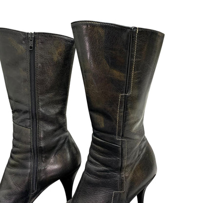 Y2K mid-calf leather boots