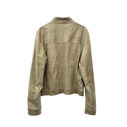 Faded khaki suede leather jacket