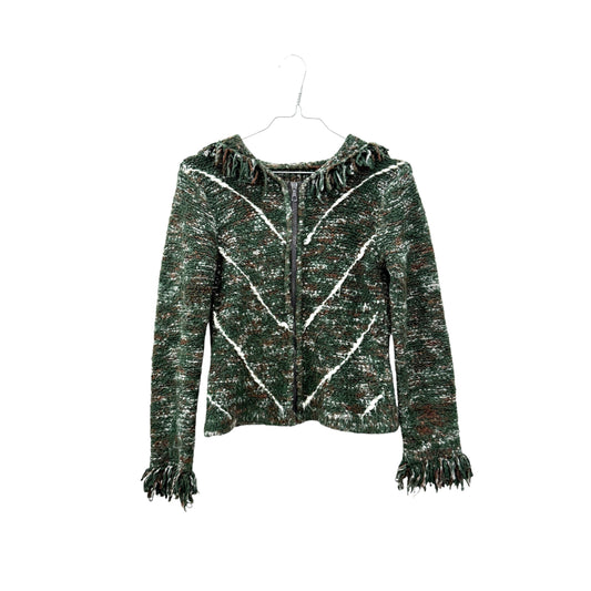 Hooded knit zip cardigan