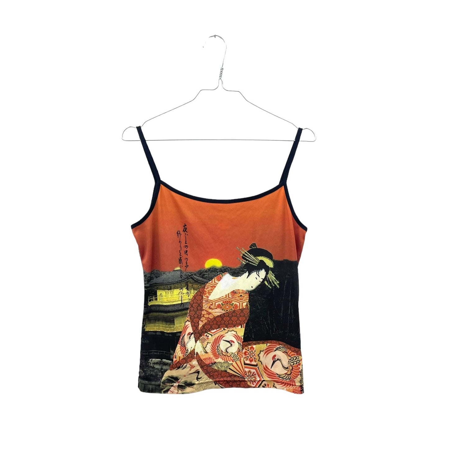 90s chinese print strap top