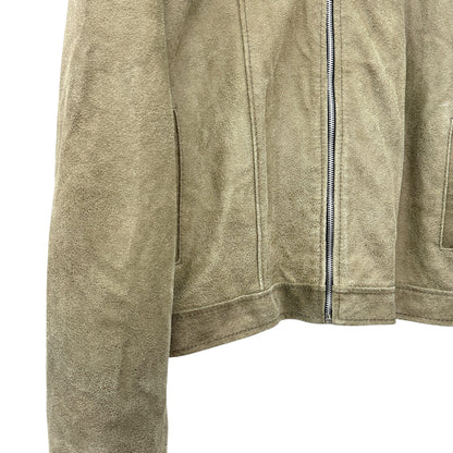 Faded khaki suede leather jacket