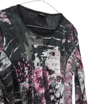 Patterned mesh longsleeve top