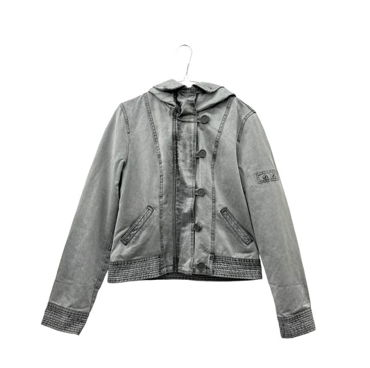 Y2K hooded silver bomber