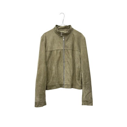Faded khaki suede leather jacket