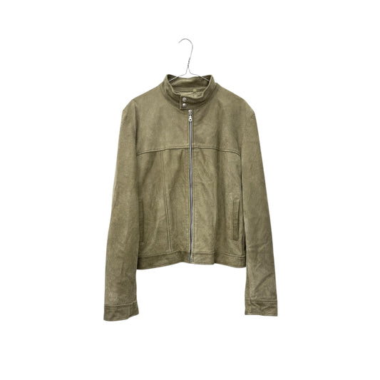 Faded khaki suede leather jacket