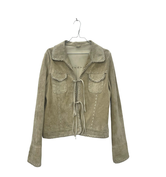 Y2K suede leather lacing jacket