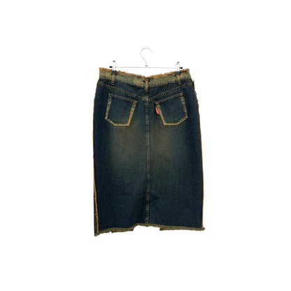 Y2K washed denim midi skirt