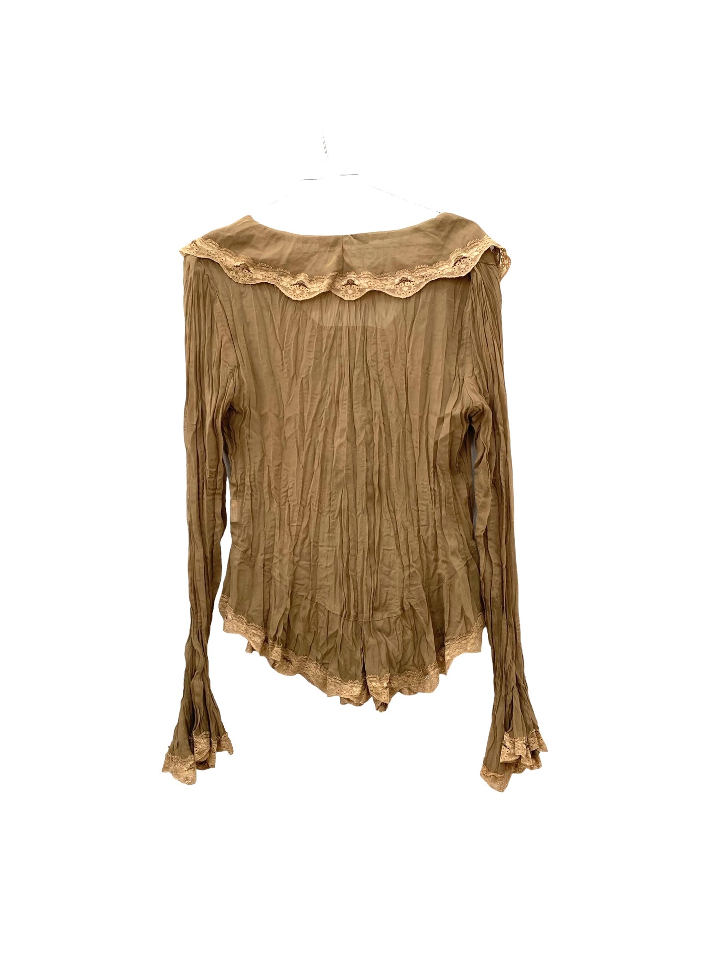 Y2K laced silk blouse with ruffles