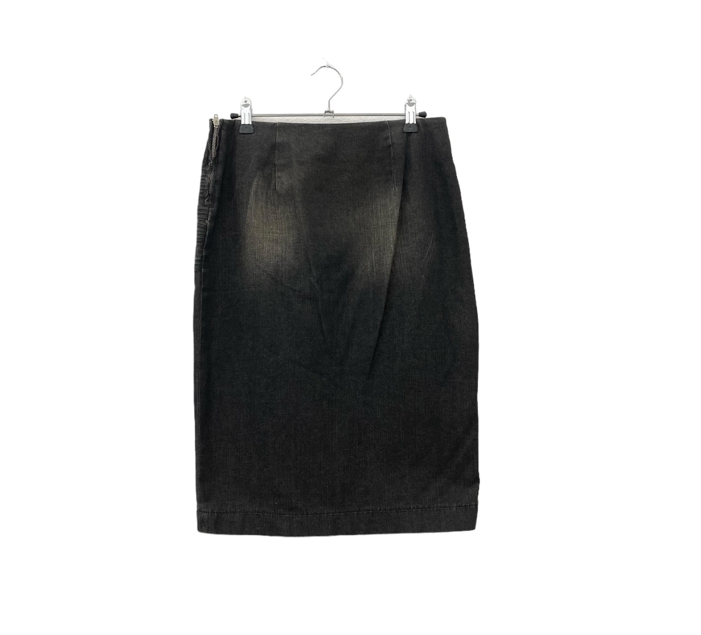 Y2K denim zip midi skirt