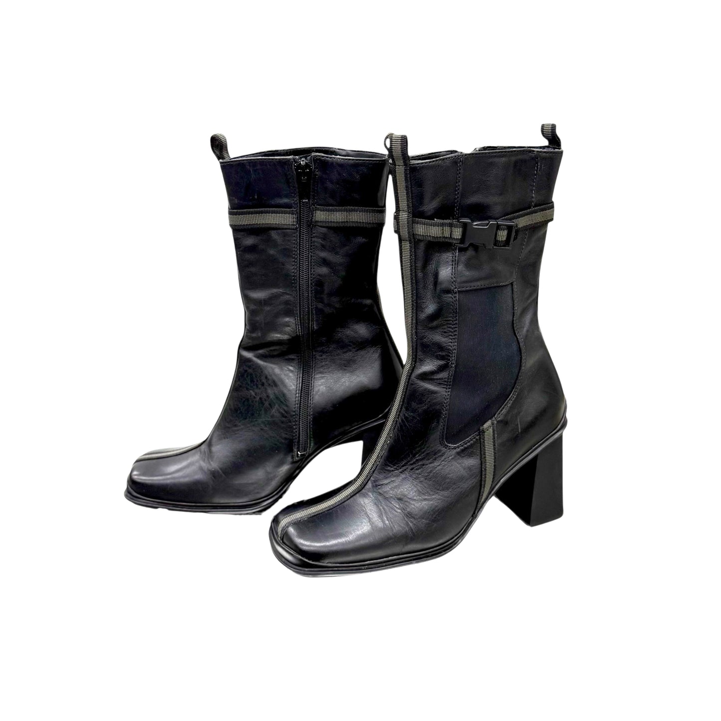 Square toe mid-calf boots