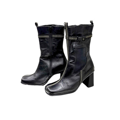 Square toe mid-calf boots