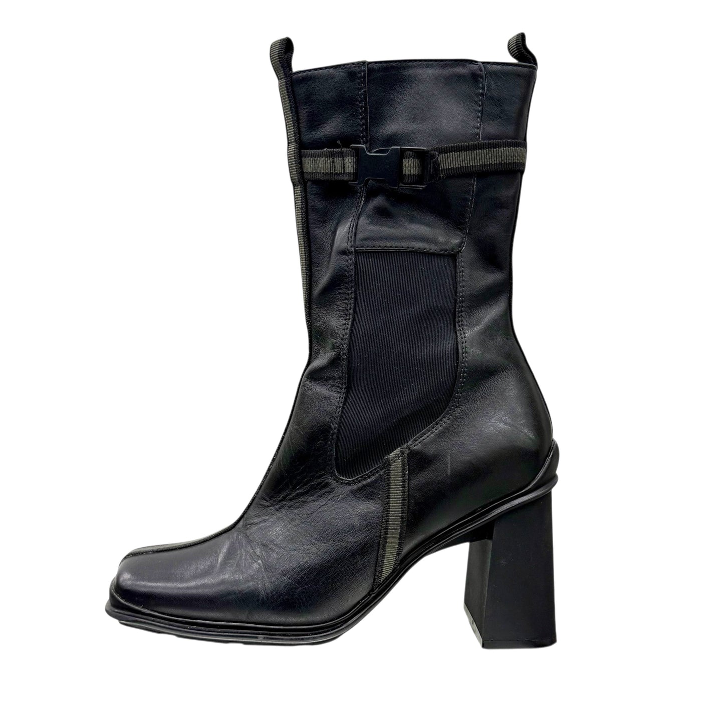 Square toe mid-calf boots