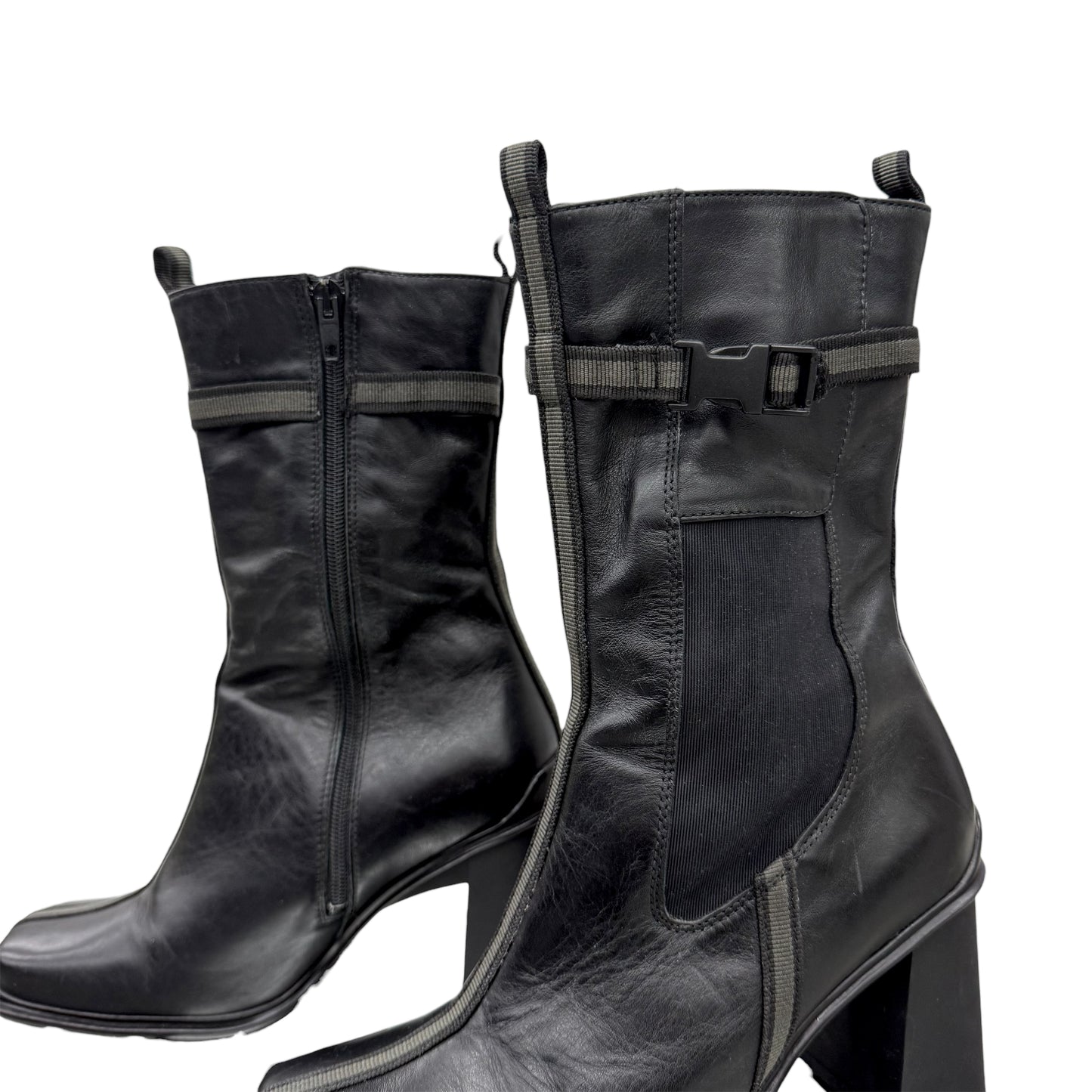Square toe mid-calf boots
