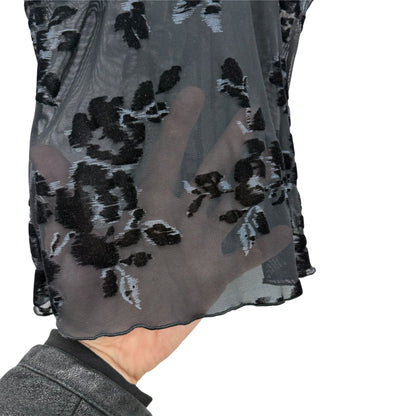 Floral mesh velvet bustier top