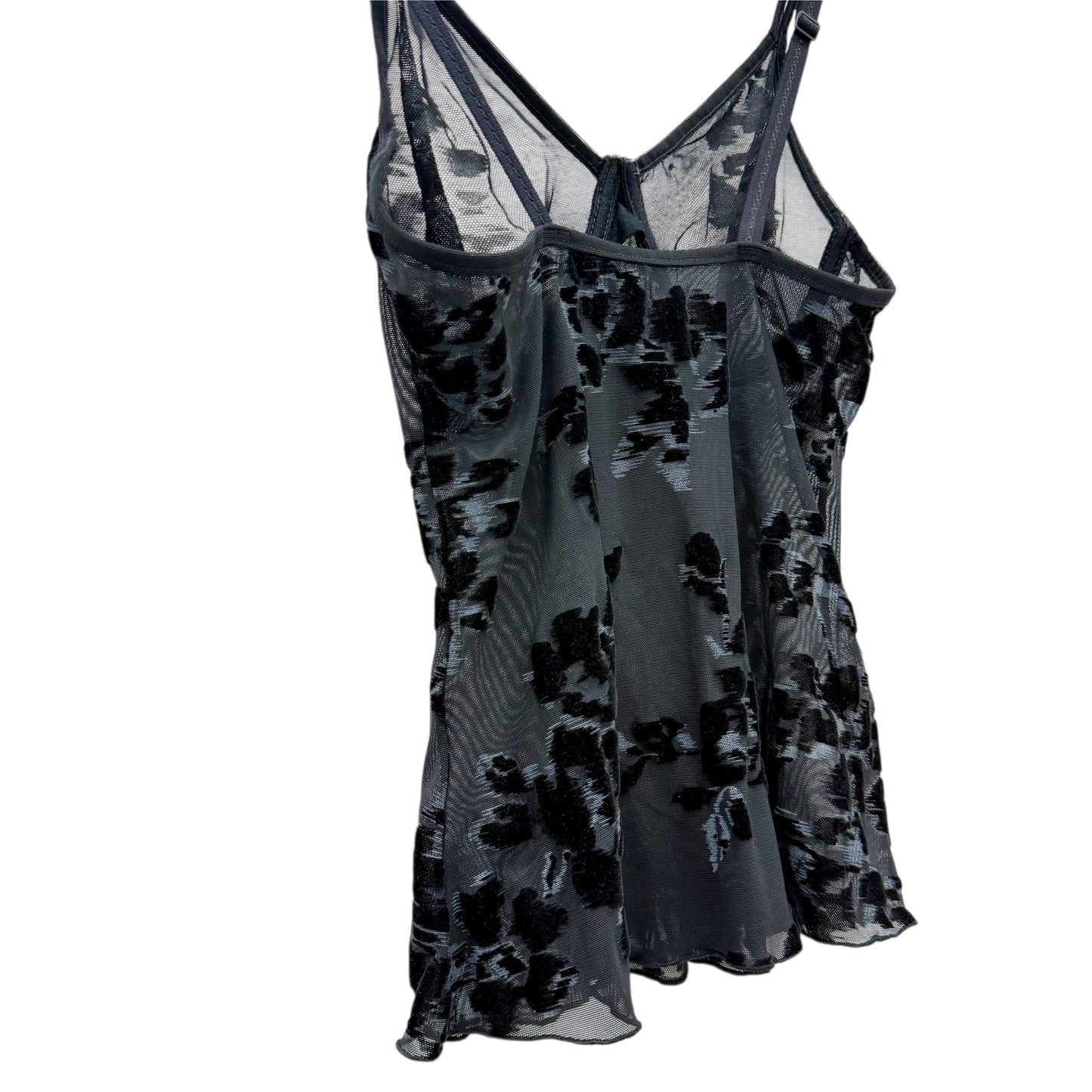 Floral mesh velvet bustier top