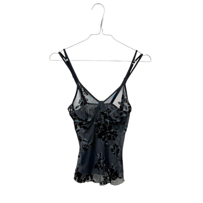 Floral mesh velvet bustier top