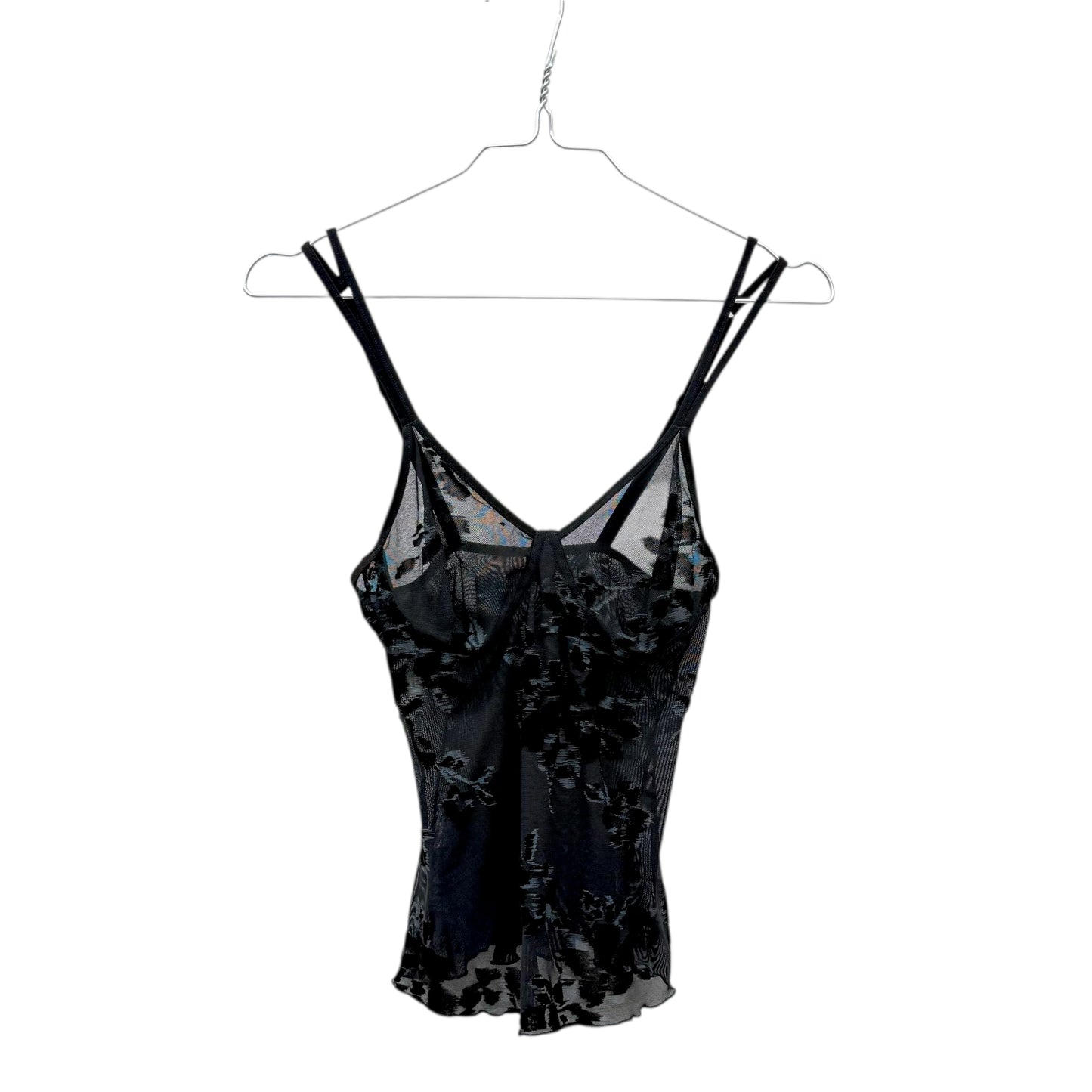 Floral mesh velvet bustier top