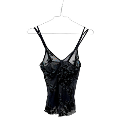 Floral mesh velvet bustier top