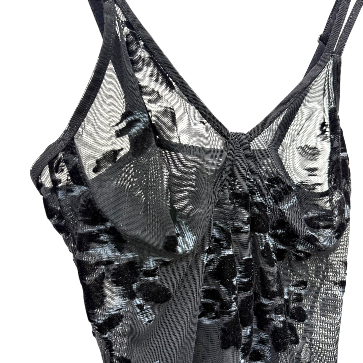 Floral mesh velvet bustier top