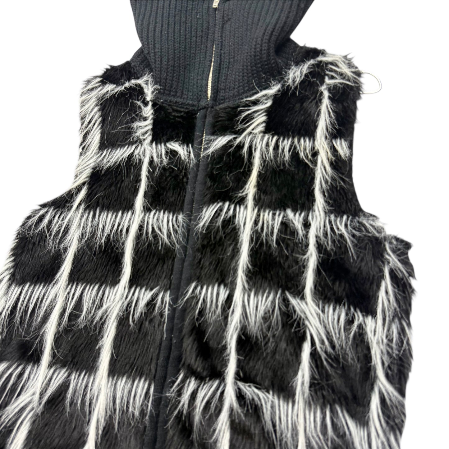 Shaggy faux fur zip-up vest