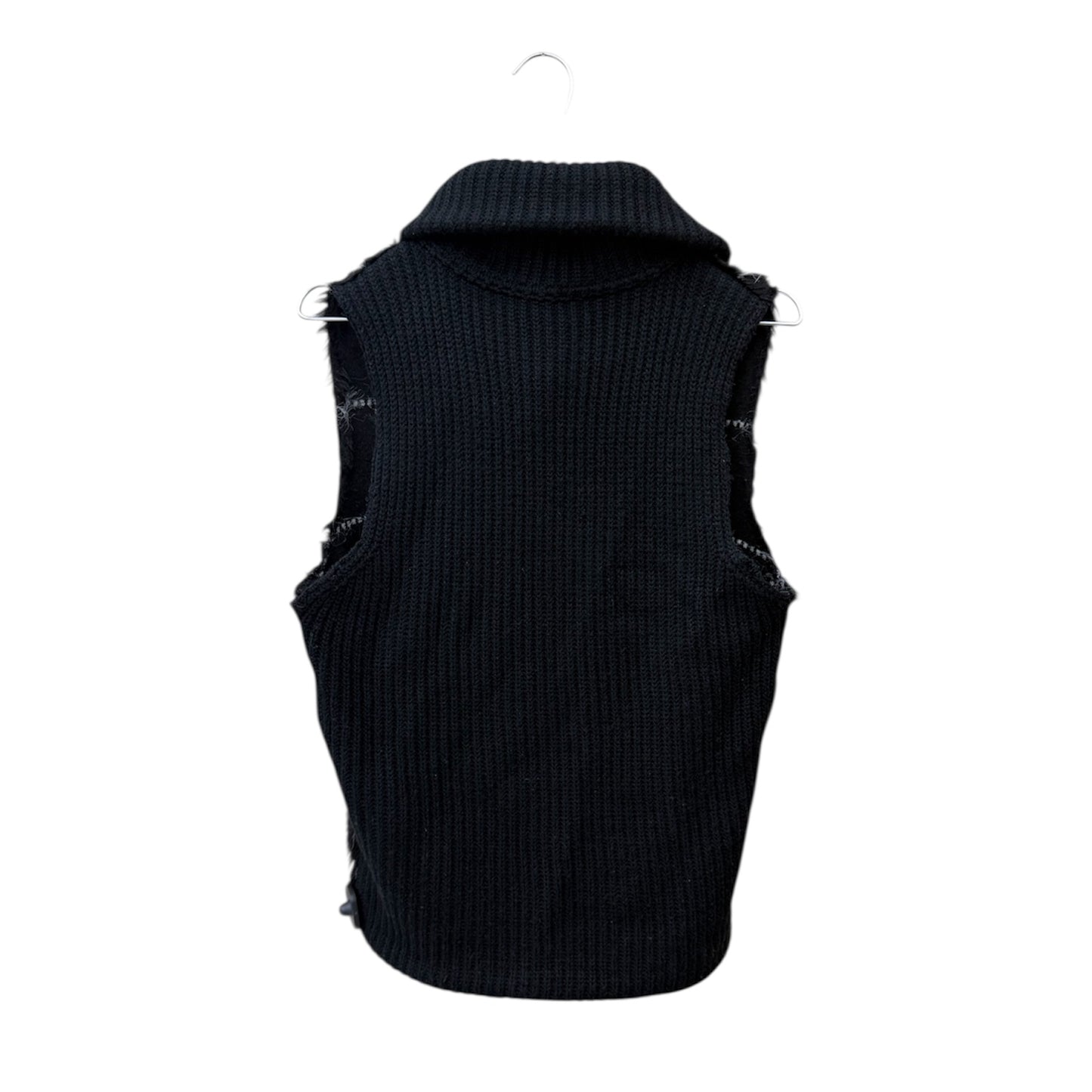 Shaggy faux fur zip-up vest