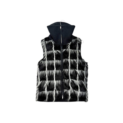Shaggy faux fur zip-up vest