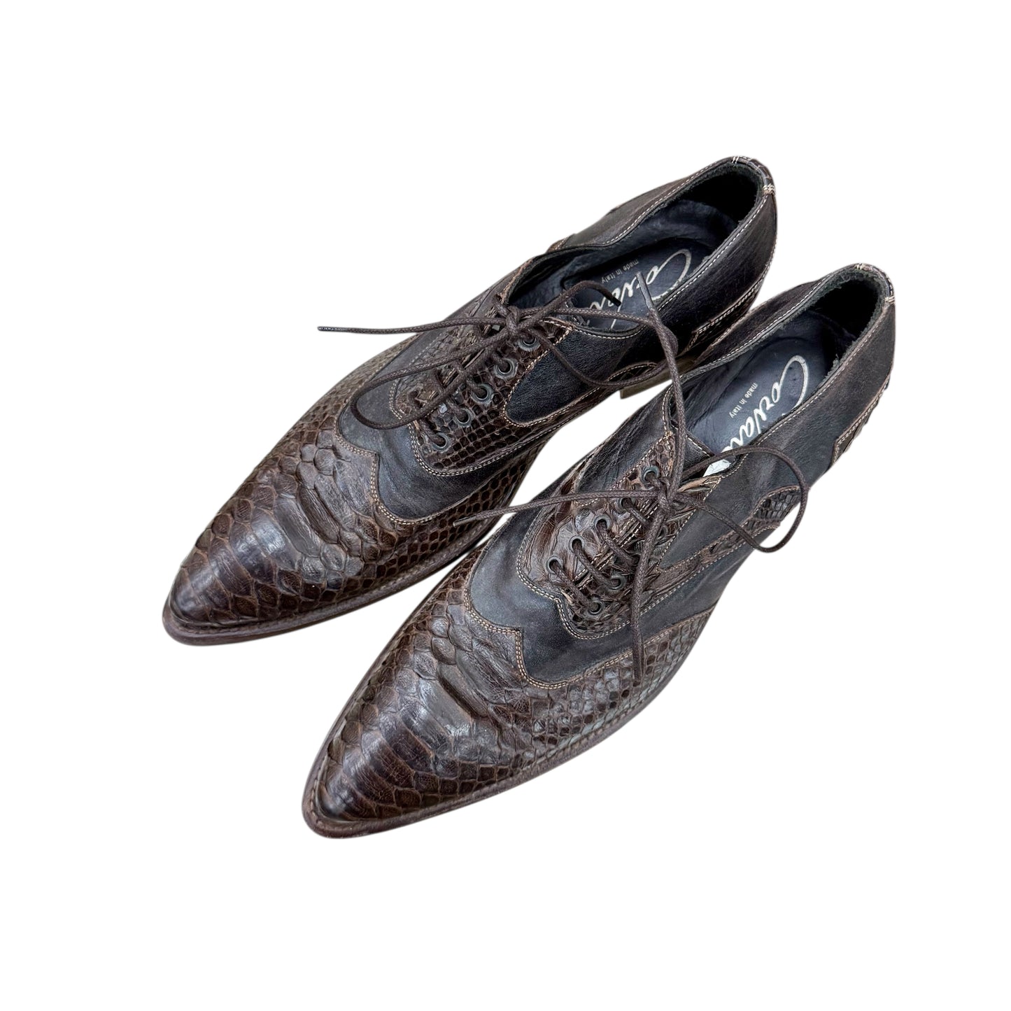 Men's pointed croco derbys