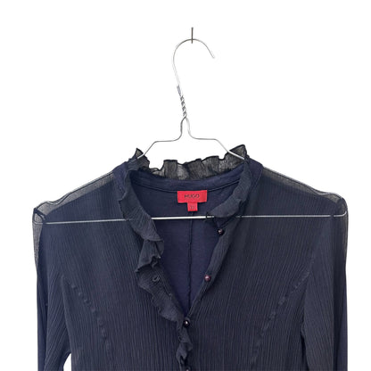 Hugo Boss ruffled sheer blouse