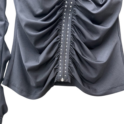 Ruched cut-out longlseeve top