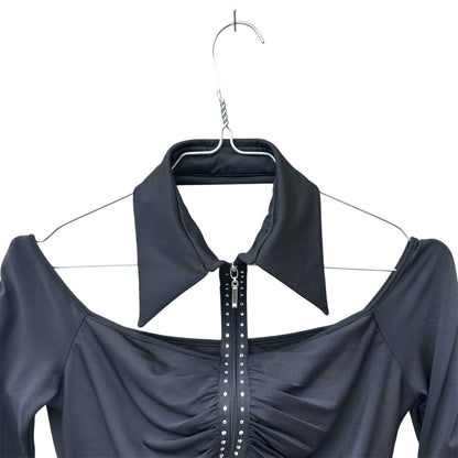 Ruched cut-out longlseeve top