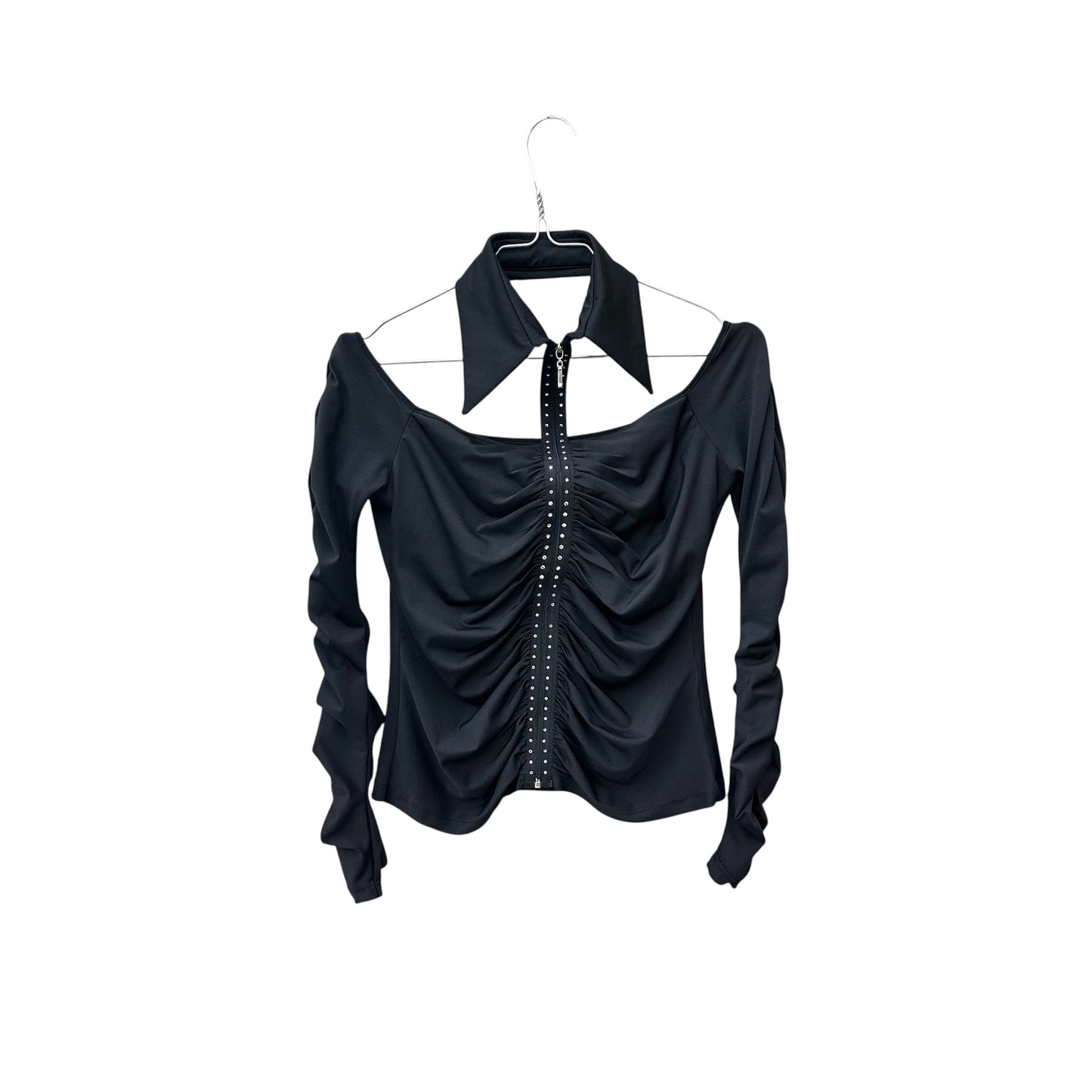 Ruched cut-out longlseeve top