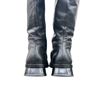 Square-toe knee-high boots