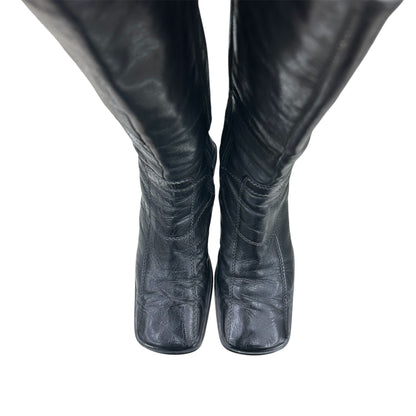 Square-toe knee-high boots