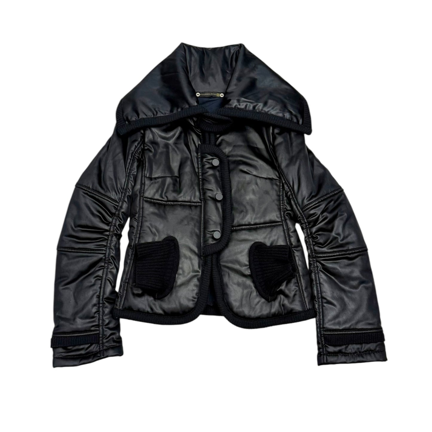 High-neck cropped puffer jacket