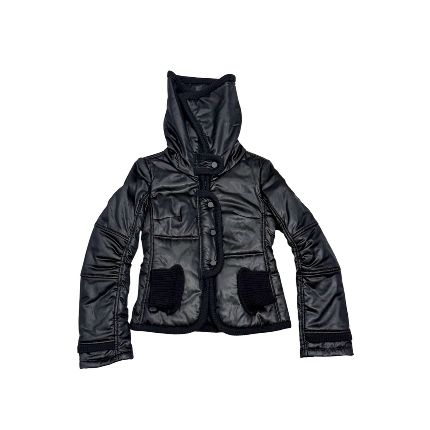 High-neck cropped puffer jacket
