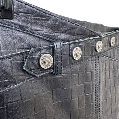 Versace leather midi skirt
